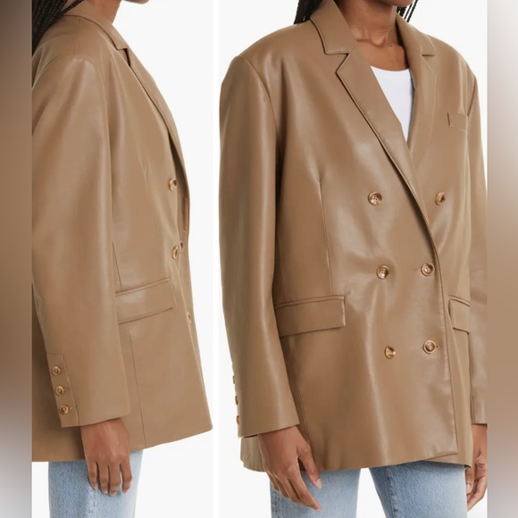 Pistola NWT Roman Oversize Faux Leather Jacket in a Taupe color - Picture 3 of 14